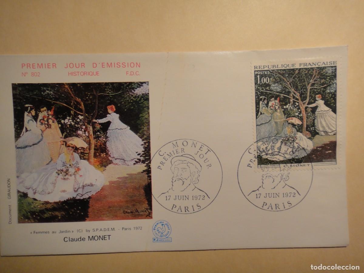 Briefmarken: Francia, sobre 1&ordm; d&iacute;a, Museo Imaginario. Claude Monet, matasello Paris-a&ntilde;o 1972- ref 163/4