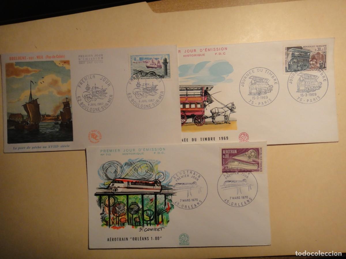 Selos: Francia, 3 sobre 1&ordm; d&iacute;a, Matasellos, Boulogne-sur-mer-Paris-Orleans-a&ntilde;o 1967/69/70- ref 142