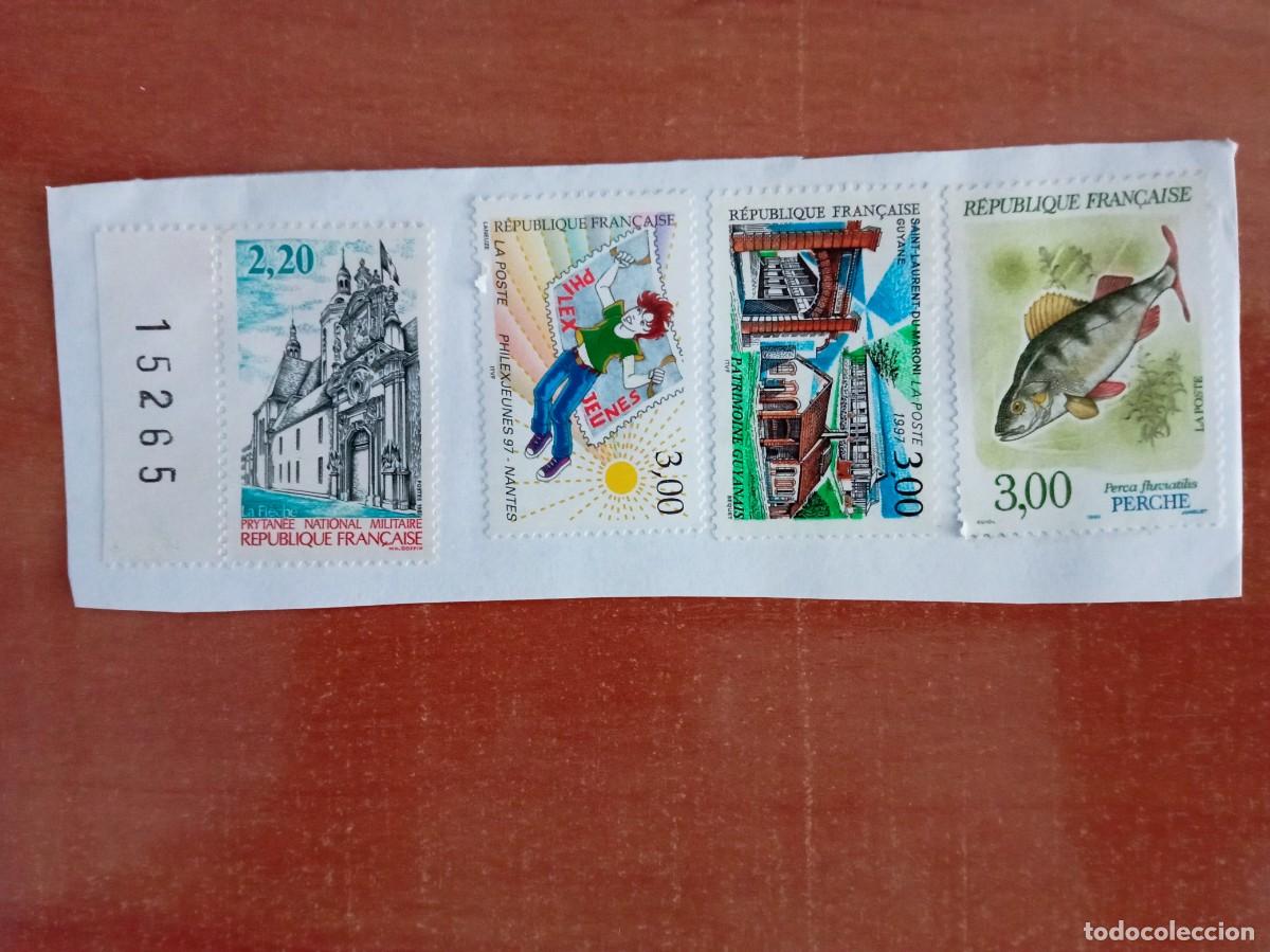 Sellos: 4 SELLOS FRANCESES PEGADOS PERO SIN MATASELLAR