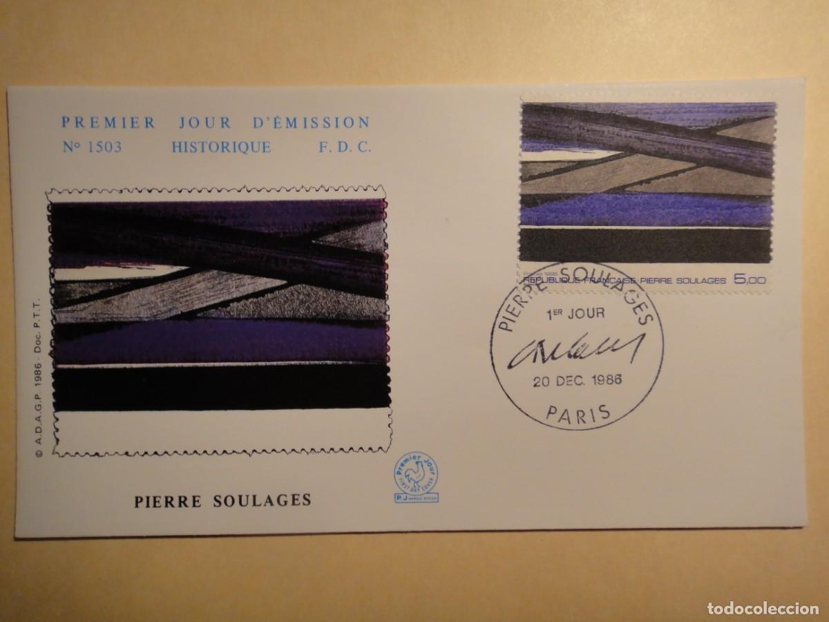 Selos: Francia, sobre 1&ordm; d&iacute;a, museo imaginario, (Pierre Soulages) matasello Paris, a&ntilde;o 1986- ref 156/7