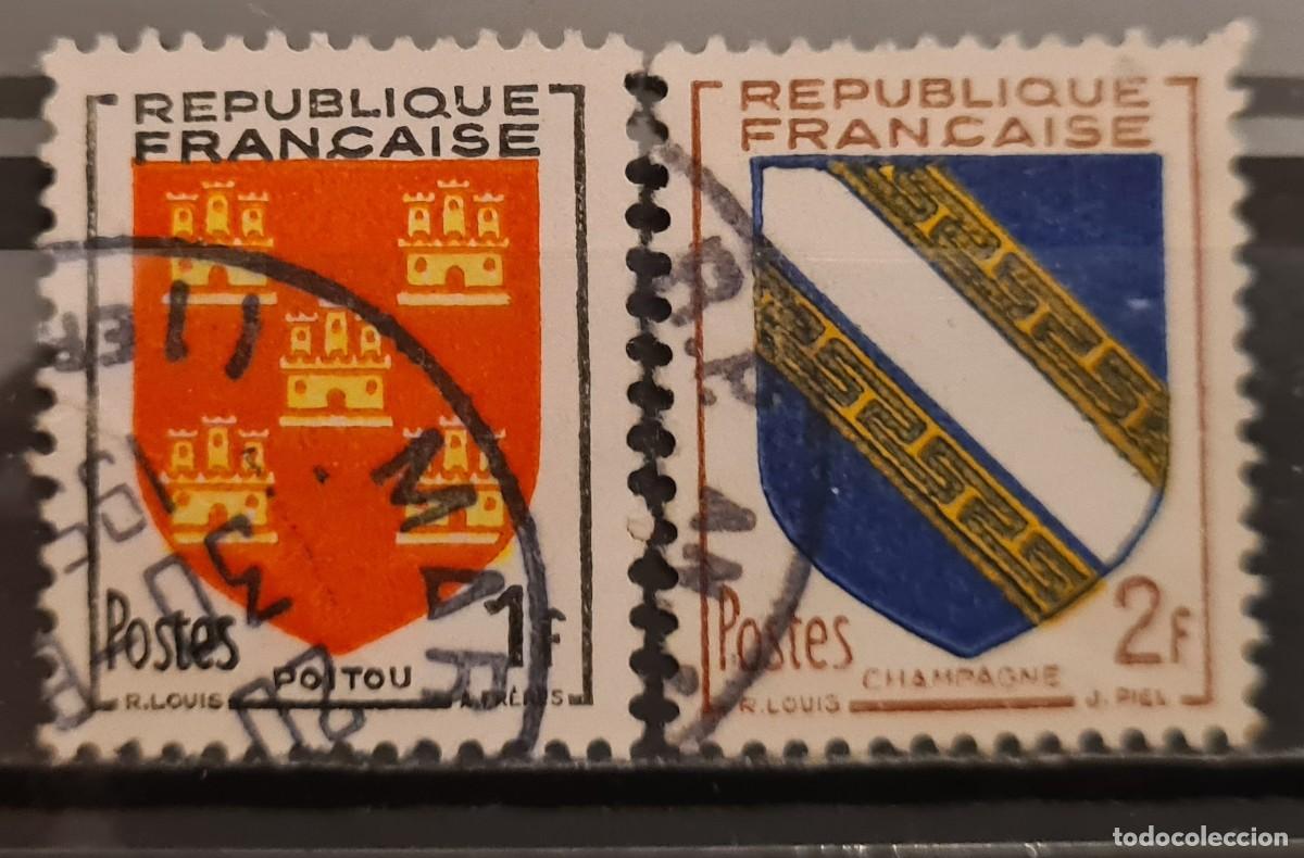 Stamps: Serie de sellos usados de Francia 1953: escudos