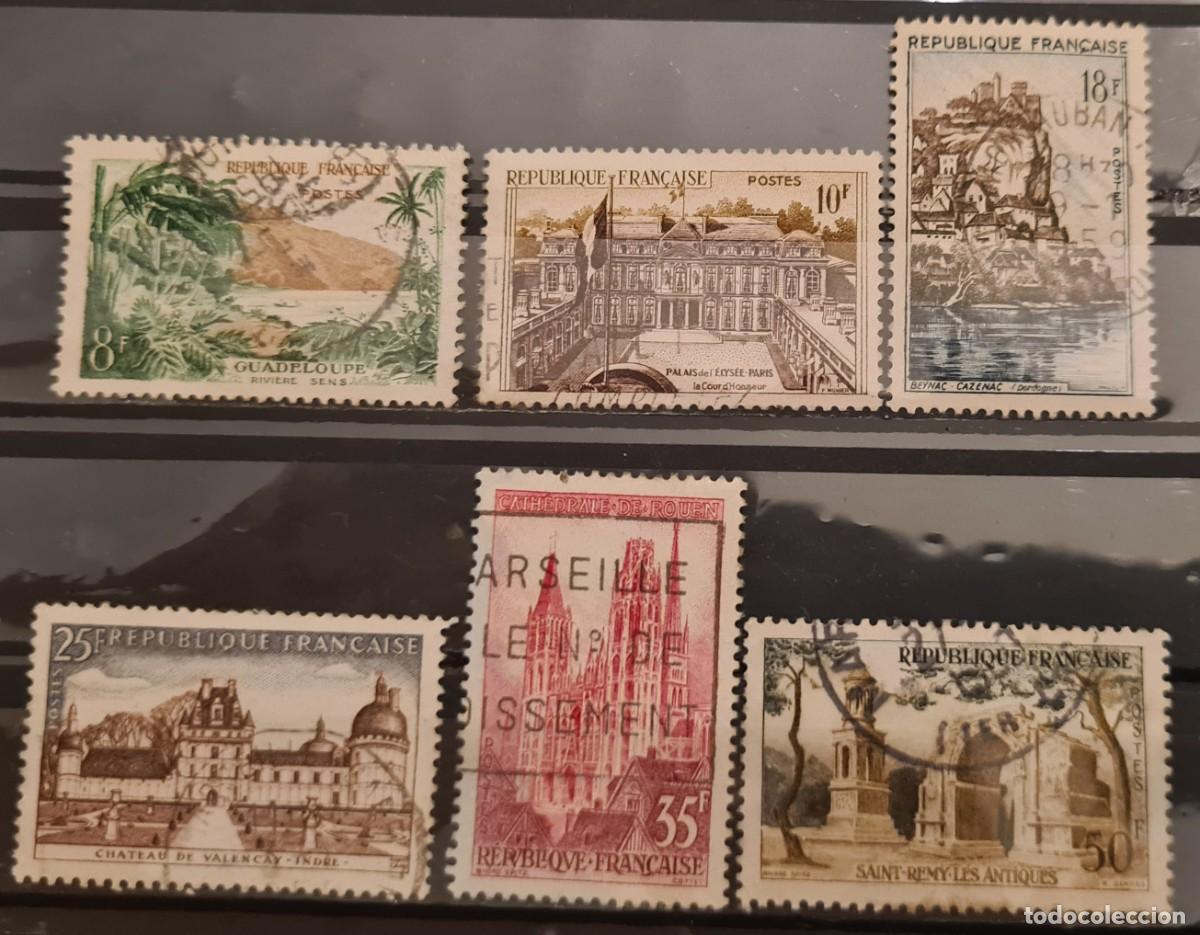 Stamps: Serie de sellos usados de Francia 1957: serie tur&iacute;stica