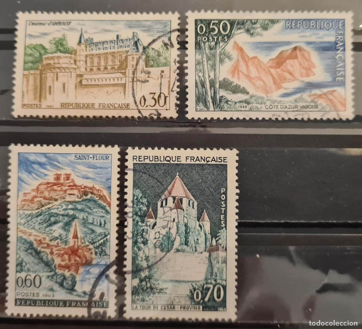 Sellos: Serie de sellos usados de Francia 1963-65: serie tur&iacute;stica