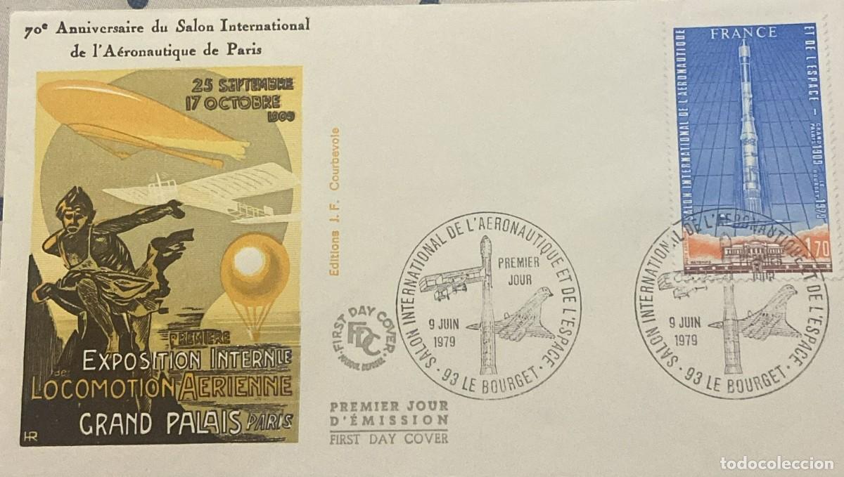 Sellos: TS) 1979 FRANCE, FDC, AIRMAIL,INTERNATIONAL AERONAUTICS AND SPACE SHOW IN PARIS,VF.
