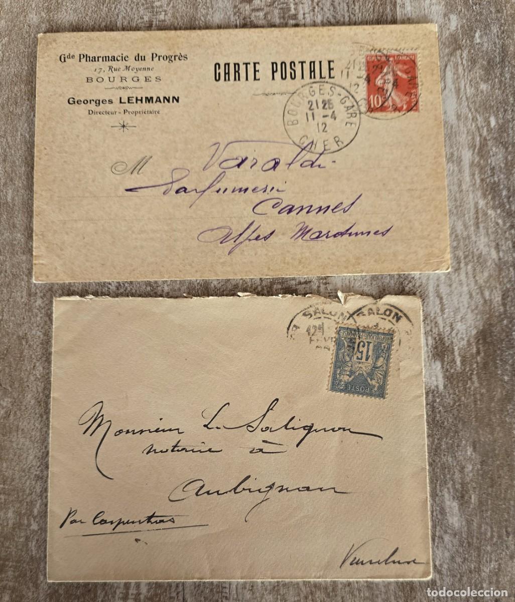 Sellos: SOBRE Y TARJETA POSTAL FRANCESA PRINCIPIOS DE 1900