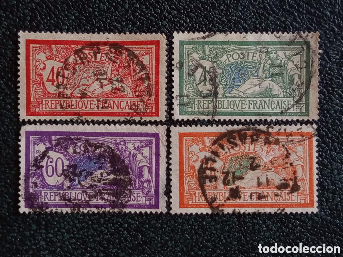 Sellos: Lote 4 Sellos Francia 1900/1920 Tipo Merson Usados - Cat&aacute;logo Yvert 119/122