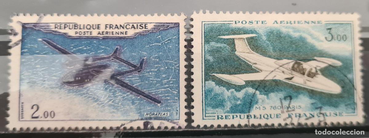 Sellos: Serie de sellos a&eacute;reos usados de Francia 1960-64: tipos de 1954-59 con valor en nuevos francos