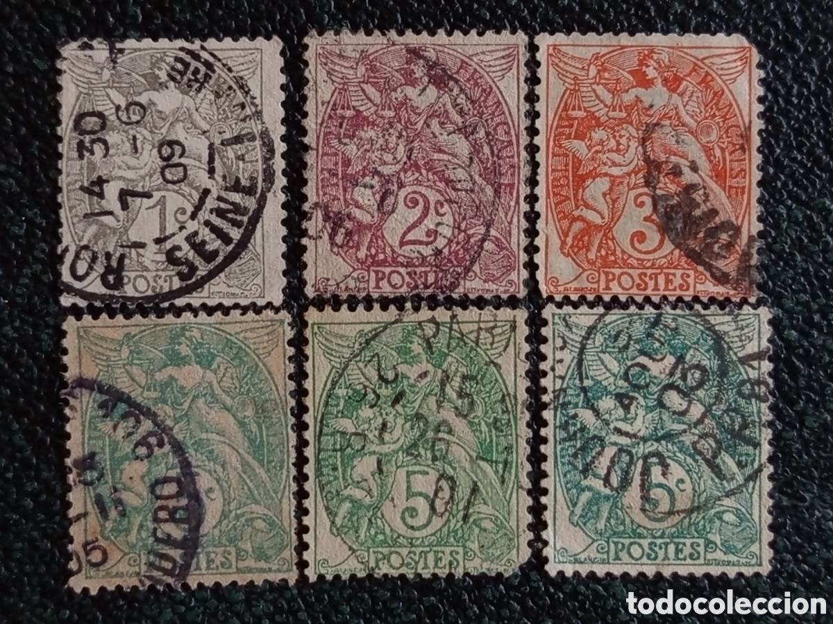 Sellos: Lote 6 Sellos Francia 1876/1900 Tipo Sage Usados - Cat&aacute;logo Yvert 75/105
