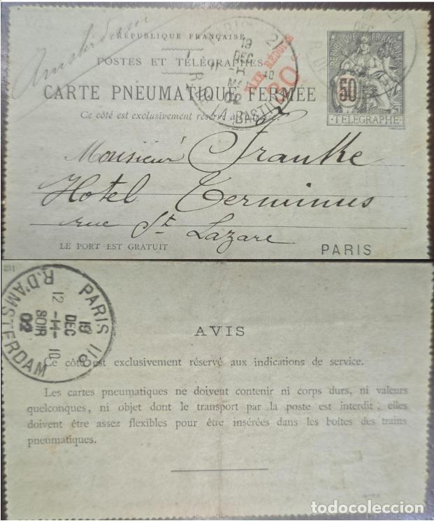 Sellos: TS) 1910 FRANCE, POSTCARD,FRENCH TELEGRAPHE STAMP.