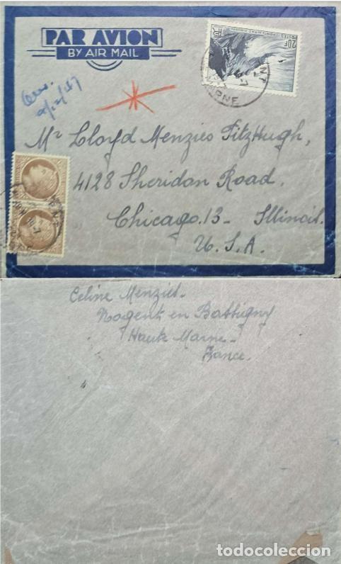 Sellos: TS) 1949 FRANCE, AIRMAIL, MULTIPLE STAMPS, CIRCULATE COVER.