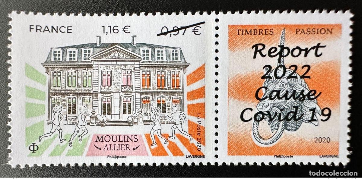 Sellos: Francia 2022 YT 5437A Sobrecargado Moulins Allier Salon Timbres Passions
