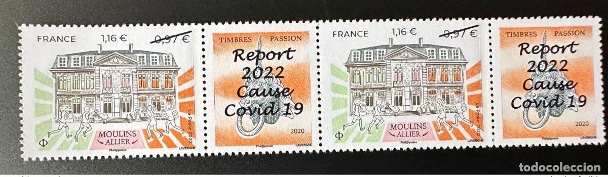 Sellos: Francia 2022 YT 5437A par de molinos horizontales sobrecargados Allier Stamps Passions