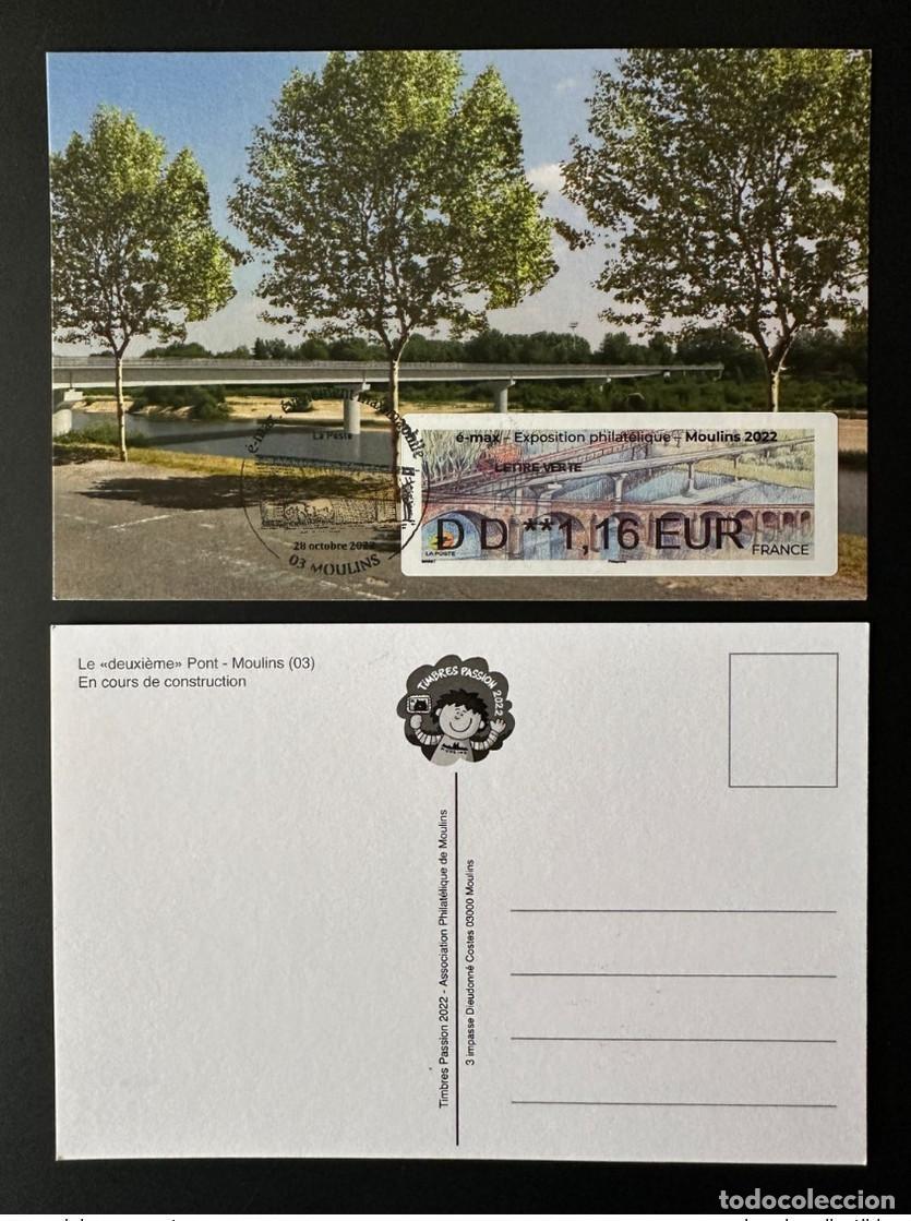 Sellos: Francia 2022 Cajero autom&aacute;tico Lisa Maxi Card Moulins Allier Salon Stamps Passions Bridge