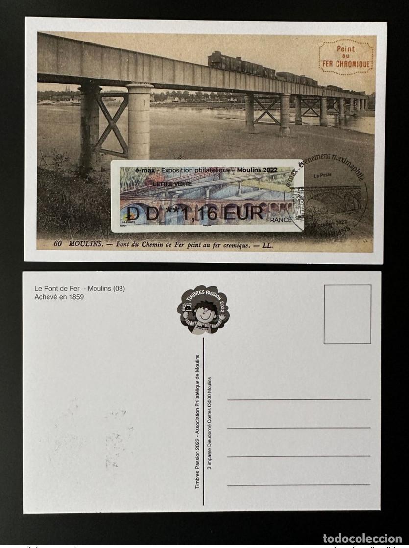 Sellos: Francia 2022 ATM Lisa Maxi Card Moulins Allier Living Room Sellos Passions Train Bridge