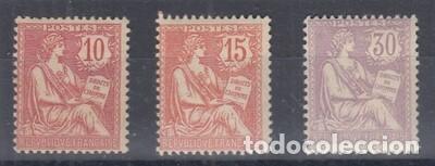 Sellos: FRANCIA. Lote con: 124**, 125** y 128*. Centraje normal. Con o sin fijasellos.