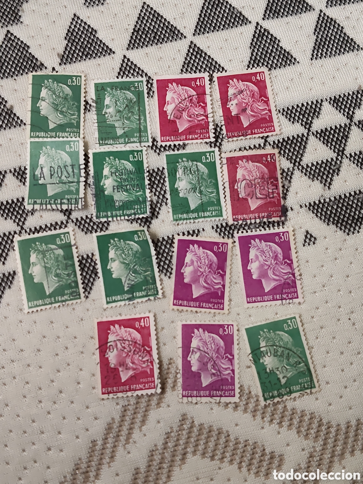 Sellos: 15 sellos de Francia Marianne de Cheffer s&iacute;mbolo nacional de la Republica Francesa 1967 muy buenoss