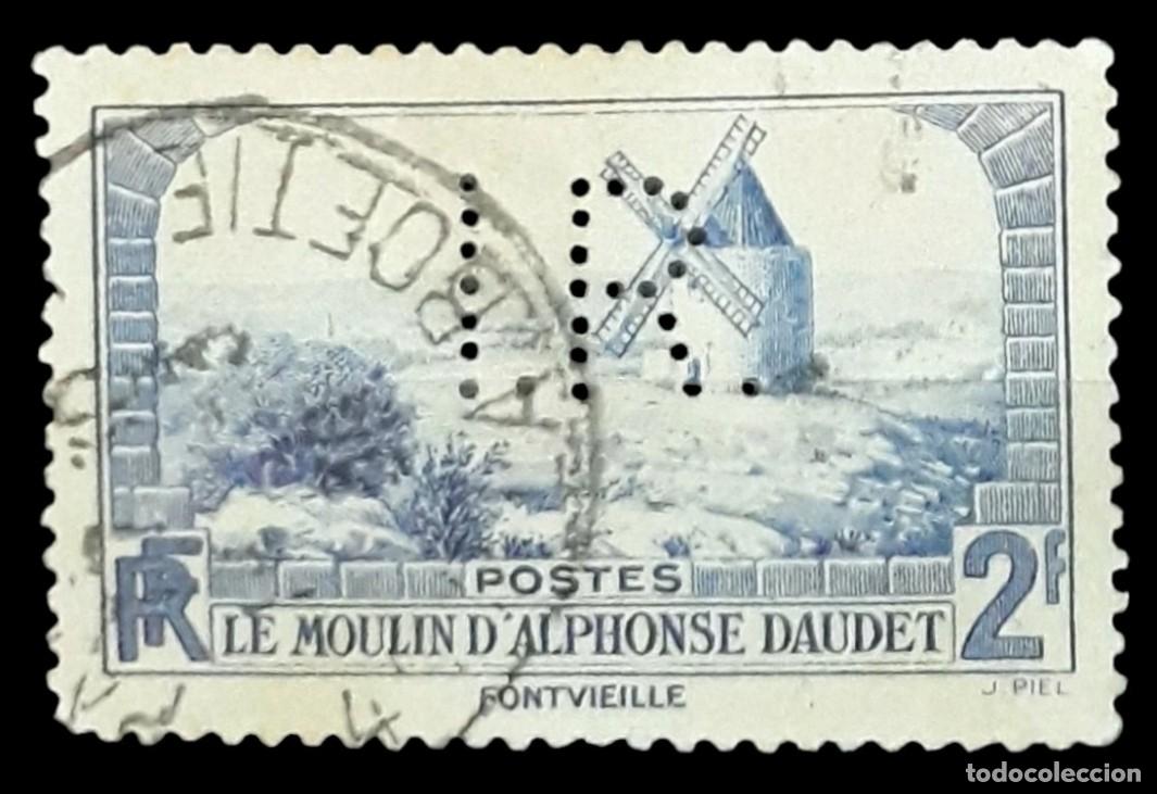Briefmarken: FRANCIA 1936 El molino de Alphonse Daudet. PERFORADO - PERFIN. USADO.