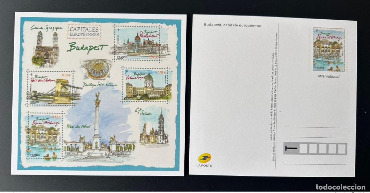 Sellos: Tarjeta postal de papeler&iacute;a Francia 2019 para toda Budapest capital europea