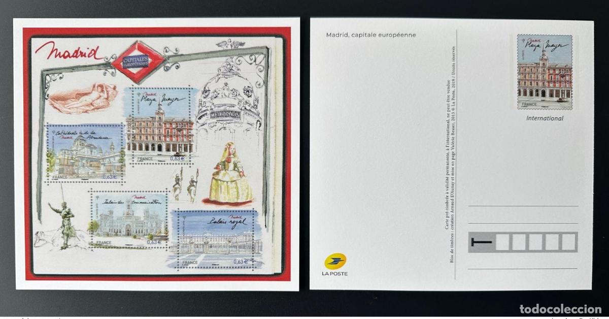 Sellos: Francia 2019 papeler&iacute;a postal entera ganzache Madrid capital europea