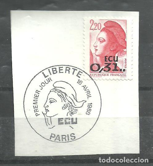Sellos: FRANCIA 1988 - YVERT NRO. 2376- SOBRETASA ECU 0,31-FRAGMENTO - USADO