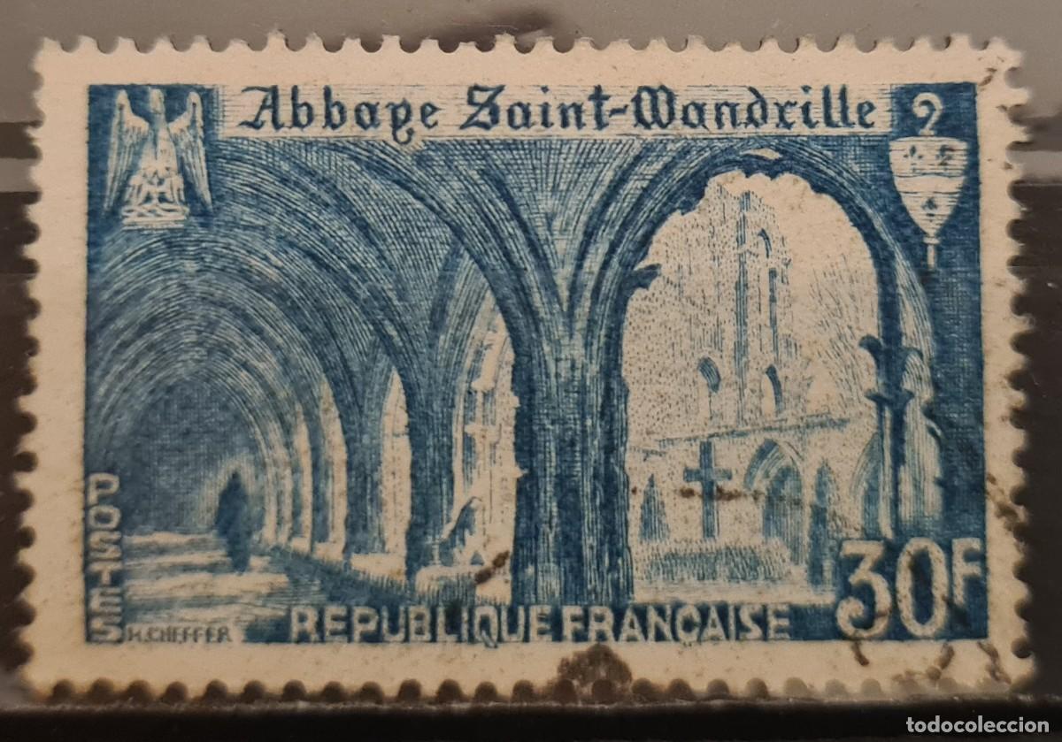 Sellos: Sello usado de Francia 1951: Abad&iacute;a de San Wandrille