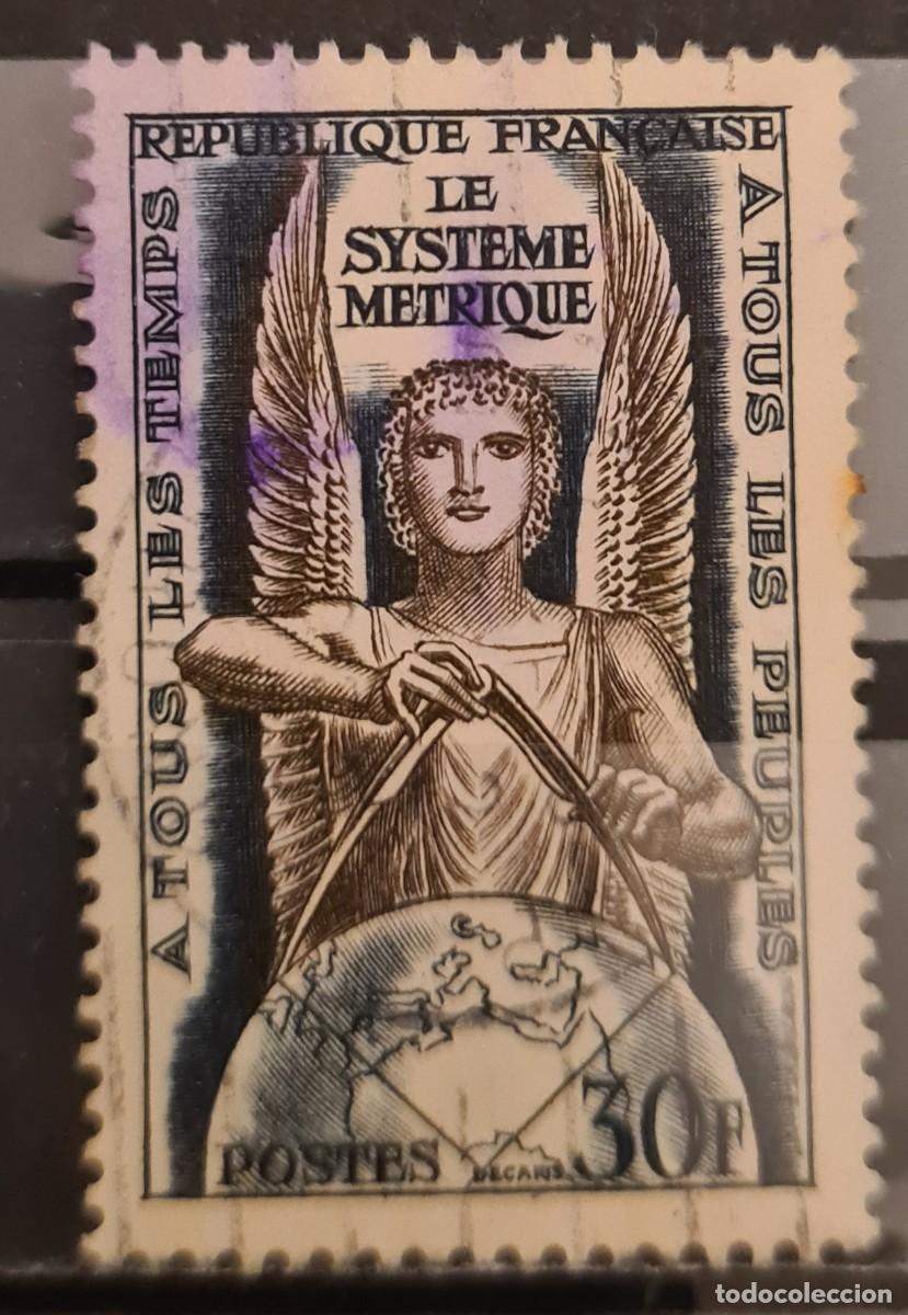 Sellos: Sello usado de Francia 1954: X Conferencia internacional de pesos y medidas, Par&iacute;s