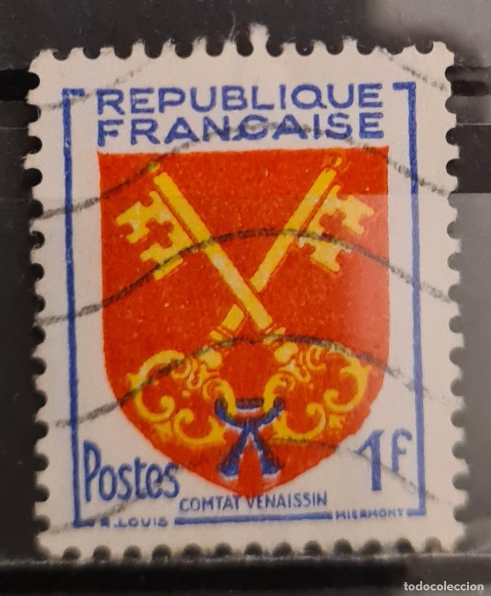 Sellos: Sello usado de Francia 1955. Escudo provincial: Condado de Venaissin