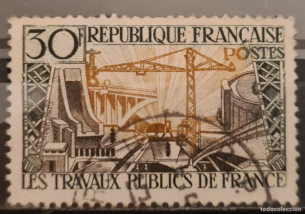 Sellos: Sello usado de Francia 1957: Obras p&uacute;blicas