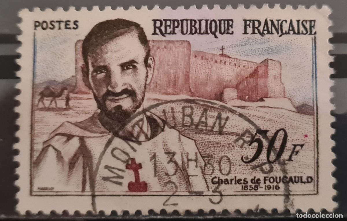Sellos: Sello usado de Francia 1959: centenario del nacimiento de Charles de Foucauld, ap&oacute;stol