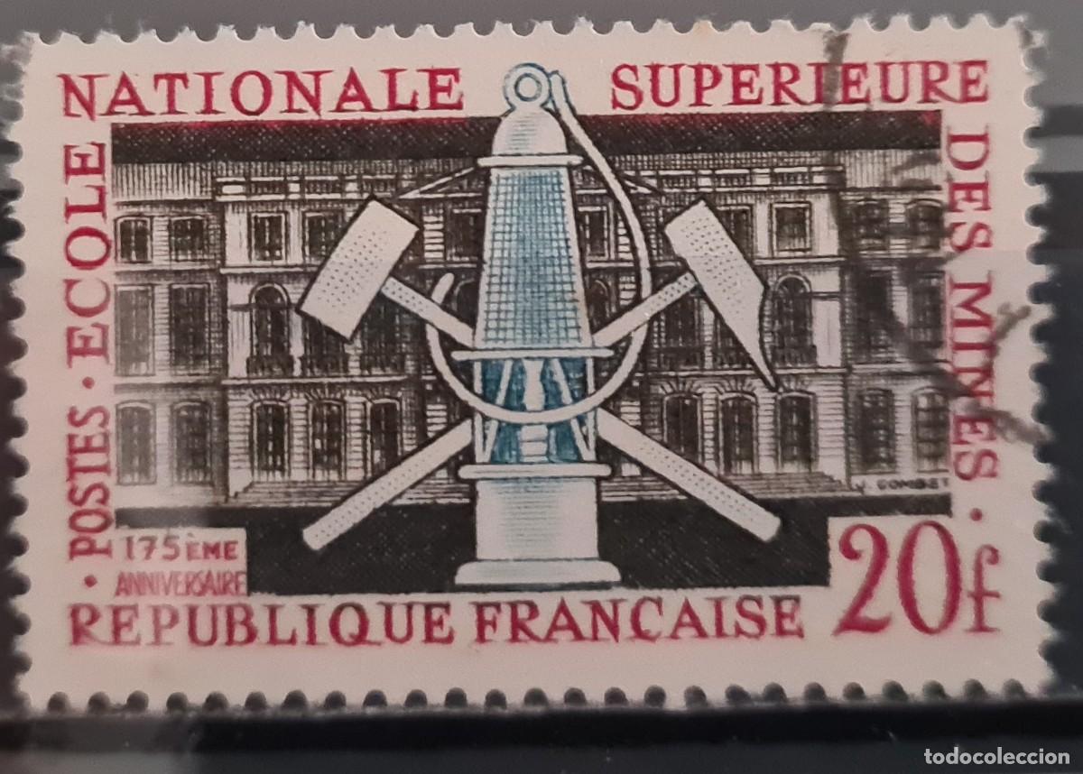 Sellos: Sello usado de Francia 1959: CLXXV aniversario de la Escuela de Minas, Par&iacute;s