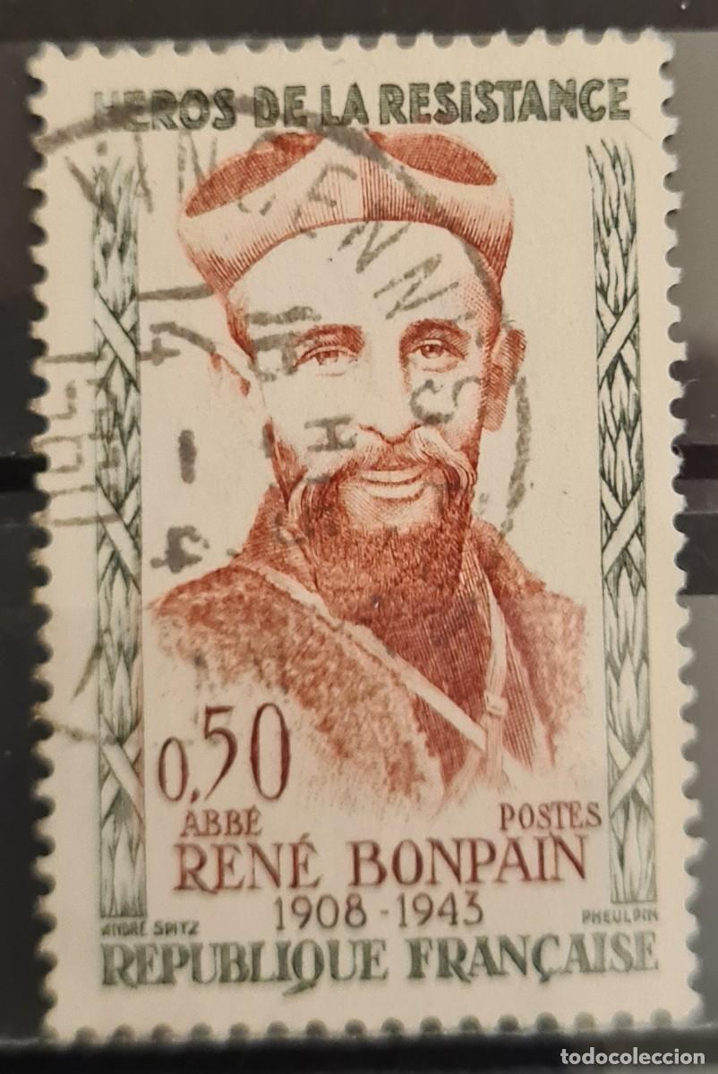 Sellos: Sello usado de Francia 1960: Abad Ren&eacute; Bonpain