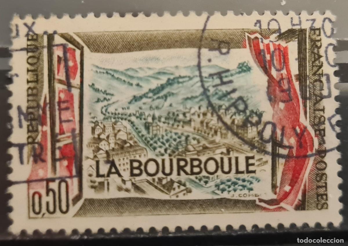 Sellos: Sello usado de Francia 1960: Estaci&oacute;n termal de la Bourboule