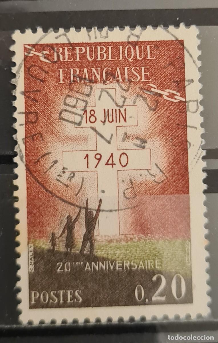 Sellos: Sello usado de Francia 1960: XX aniversario del nombramiento del general de Gaulle