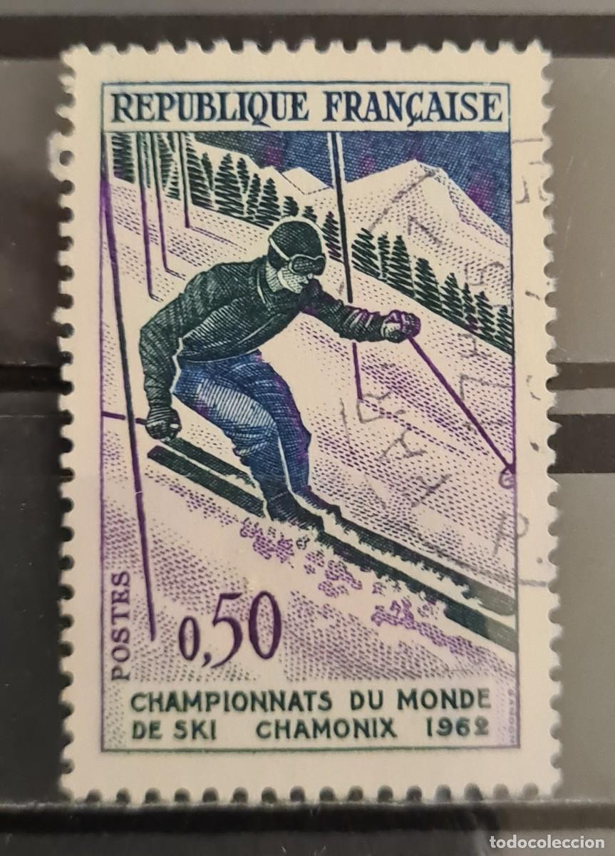 Sellos: Sello usado de Francia 1962: Campeonato del Mundo de esqu&iacute;, Chamonix