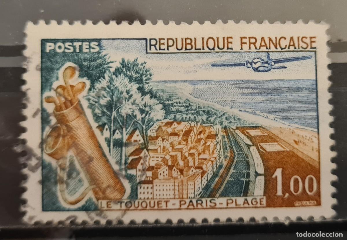 Sellos: Sello usado de Francia 1962: Touquet, playa de Par&iacute;s