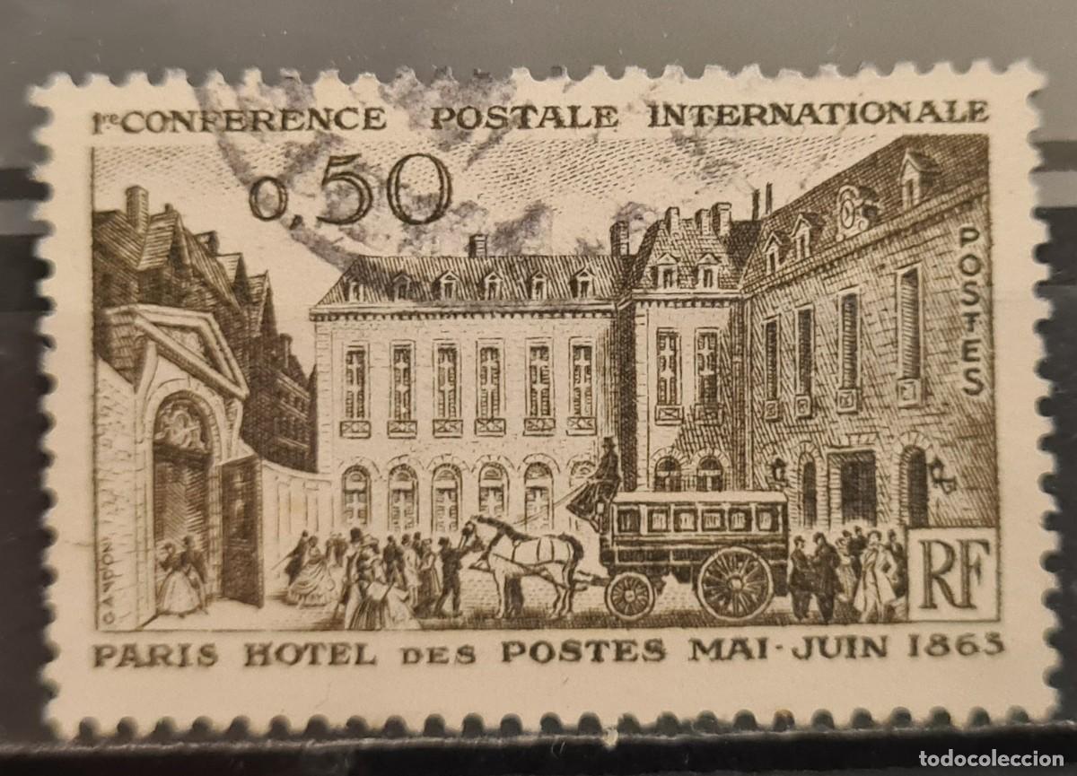 Sellos: Sello usado de Francia 1963: Centenario de la I Conferencia postal internacional, Par&iacute;s