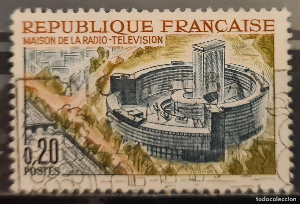 Sellos: Sello usado de Francia 1963: Edificio de la Radiodifusi&oacute;n y Televisi&oacute;n, Par&iacute;s