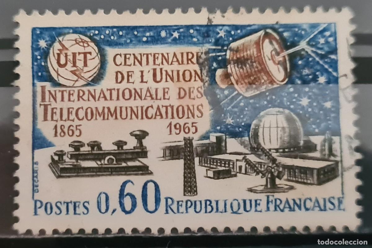 Francobolli: Sello usado de Francia 1965: Centenario de la Uni&oacute;n Internacional de las Telecomunicaciones