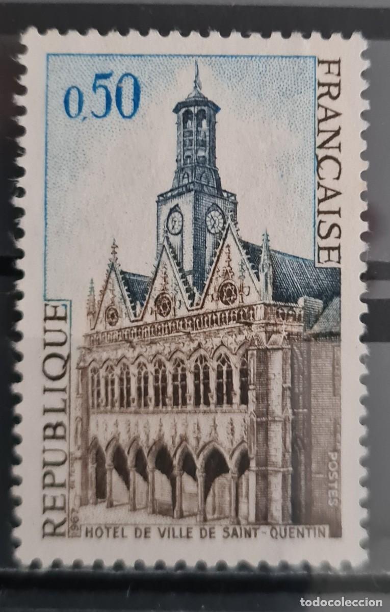 Francobolli: Sello usado de Francia 1966-67: Ayuntamiento de San Quint&iacute;n