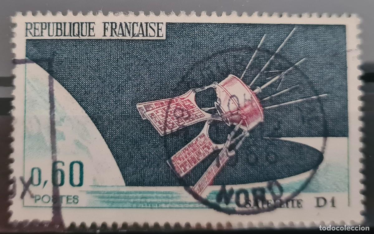 Francobolli: Sello usado de Francia 1966: Lanzamiento del sat&eacute;lite D1 en Hammaguir