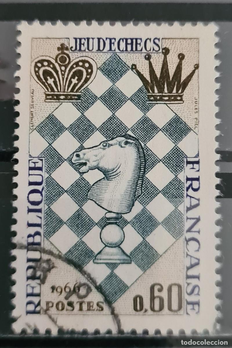 Sellos: Sello usado de Francia 1966: Festival internacional de Ajedrez
