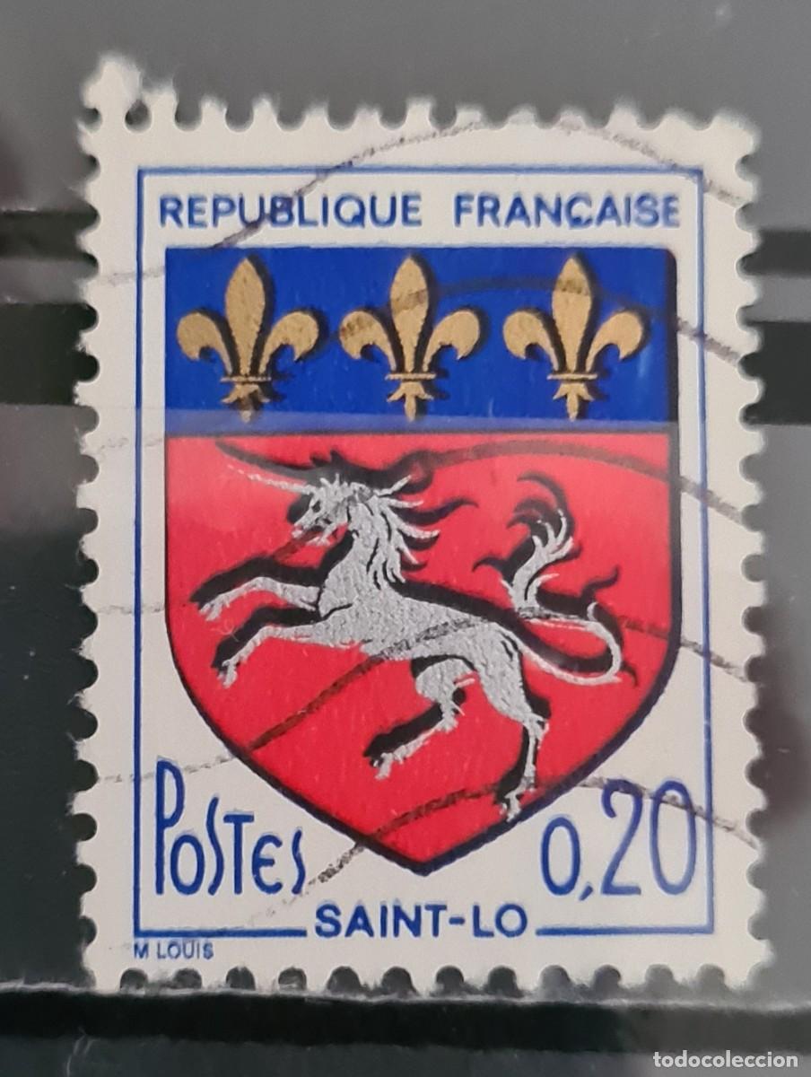 Sellos: Sello usado de Francia 1966: Blas&oacute;n de San-Lo