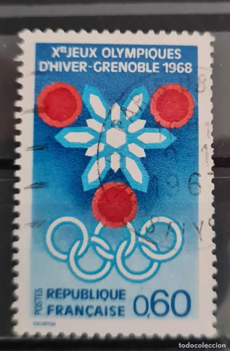 Sellos: Sello usado de Francia 1967: Preludio de los Juegos Ol&iacute;mpicos de Invierno, Grenoble
