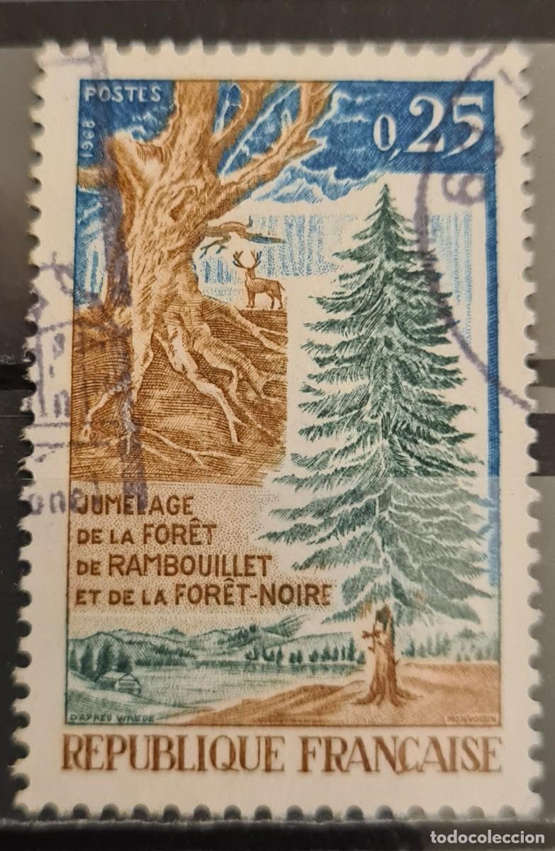 Sellos: Sello usado de Francia 1968: Hermanamiento del bosque de Rambouillet y del bosque Negro