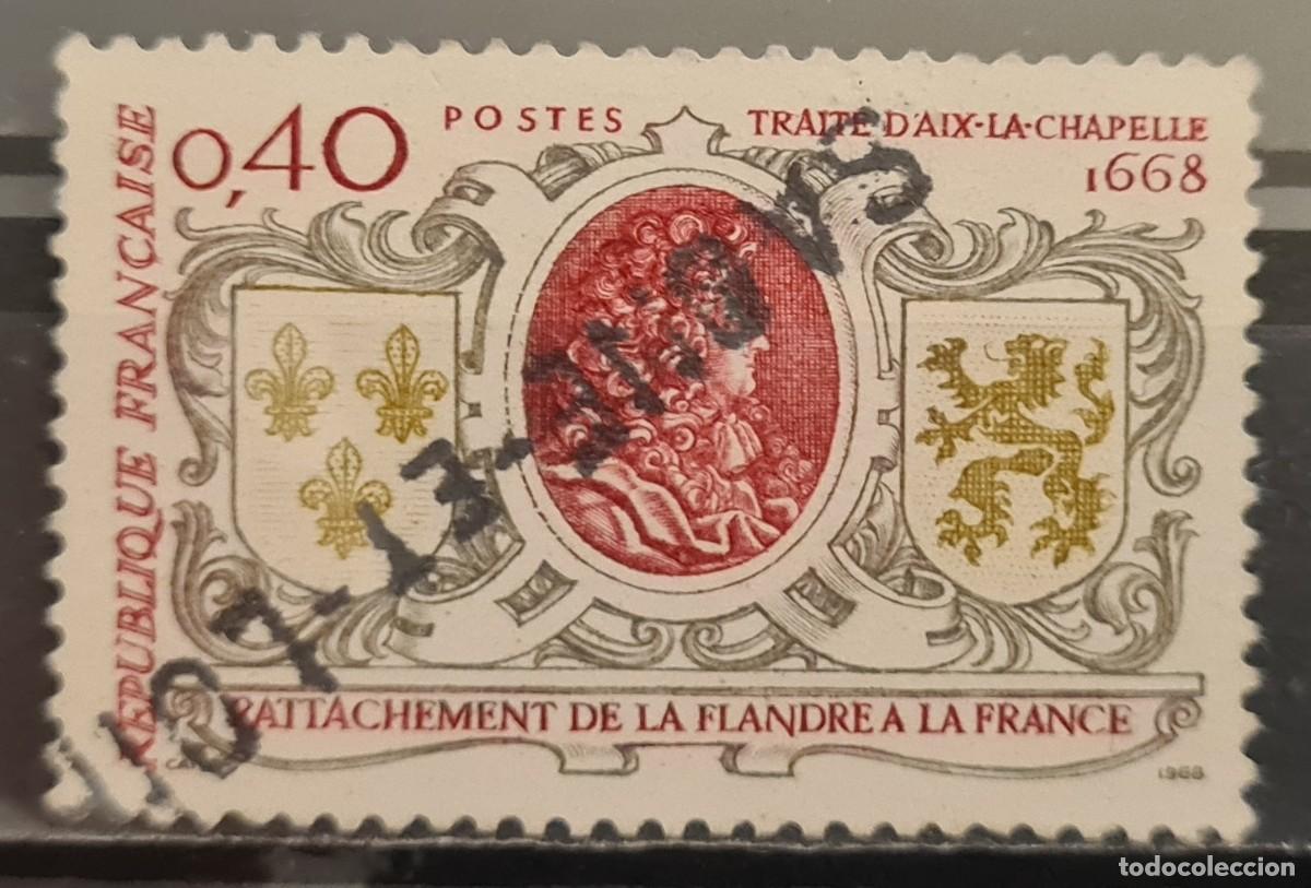 Sellos: Sello usado de Francia 1968: Tricentenario de la uni&oacute;n de Flande a Francia