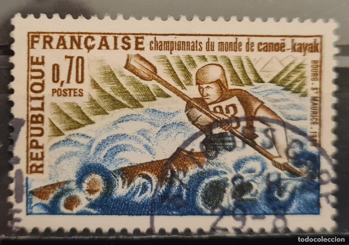 Sellos: Sello usado de Francia 1969: Campeonatos del Mundo de Canoa y K&aacute;yac