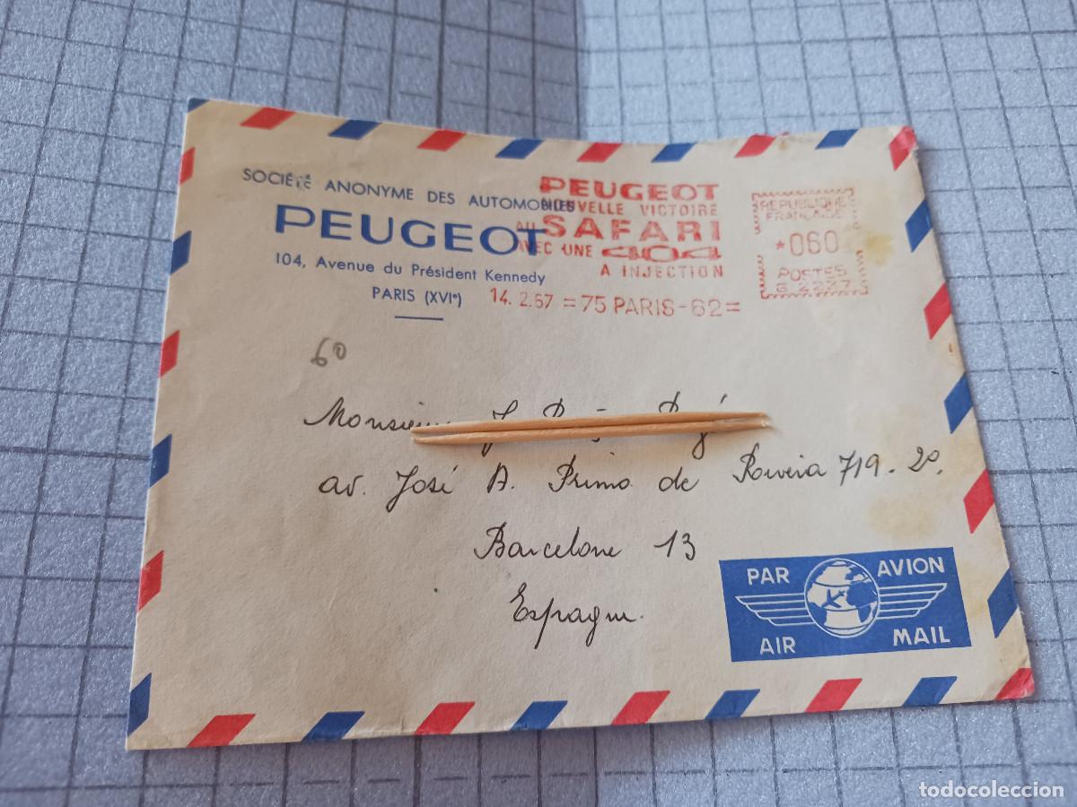 Sellos: sobre vacio, circulado aereo de peugeot de paris, 1967