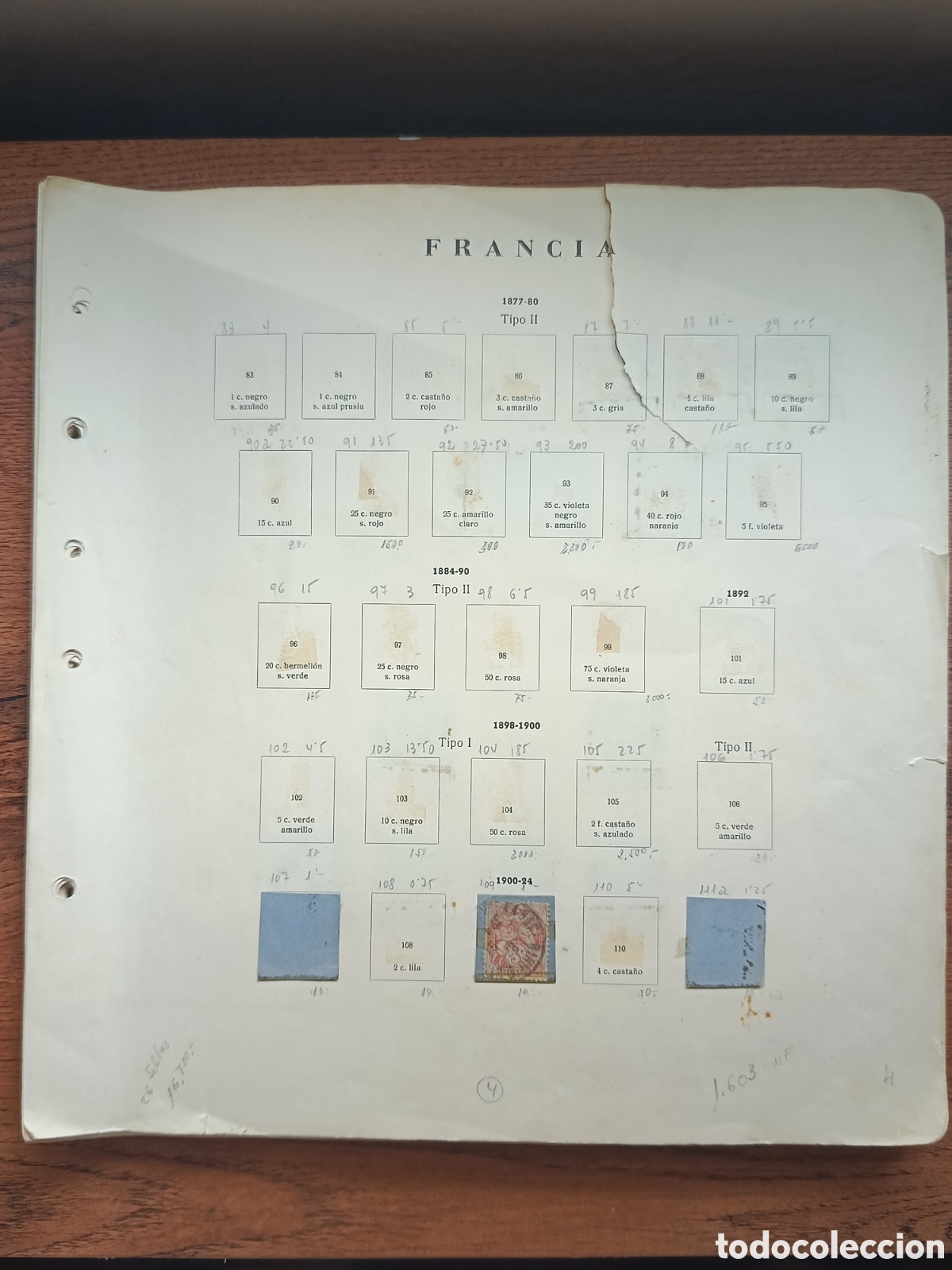 Sellos: Lote hojas cl&aacute;sicos Francia