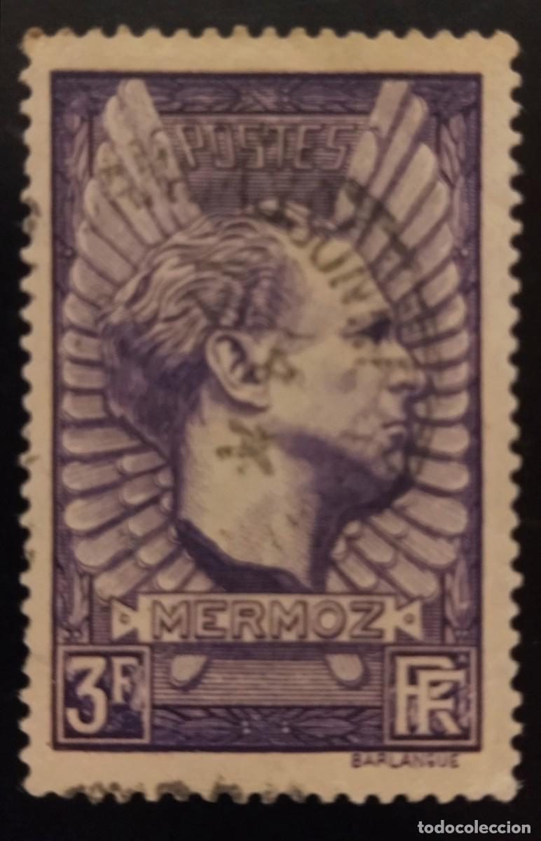 Sellos: FRANCIA 1937 Aviador Jean Mermoz. Yvert N.⁰ 338. USADO.