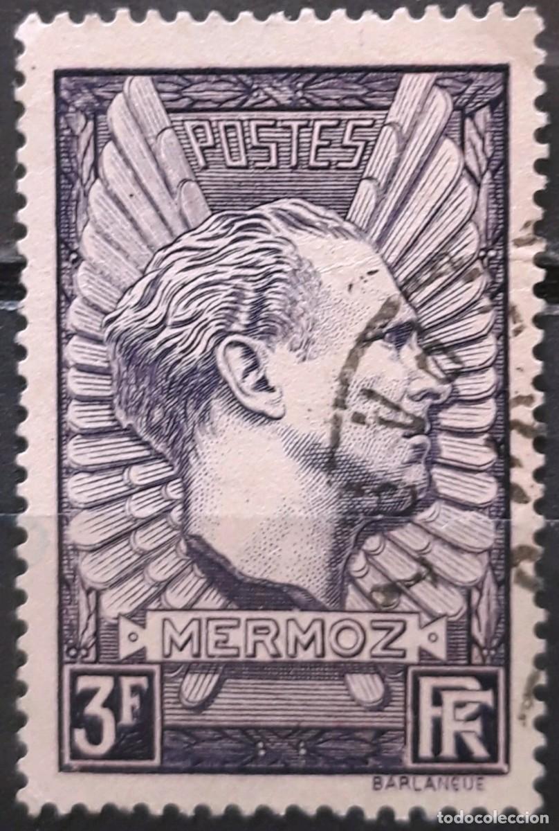 Sellos: FRANCIA 1937 Aviador Jean Mermoz. Yvert N.⁰ 338. USADO.